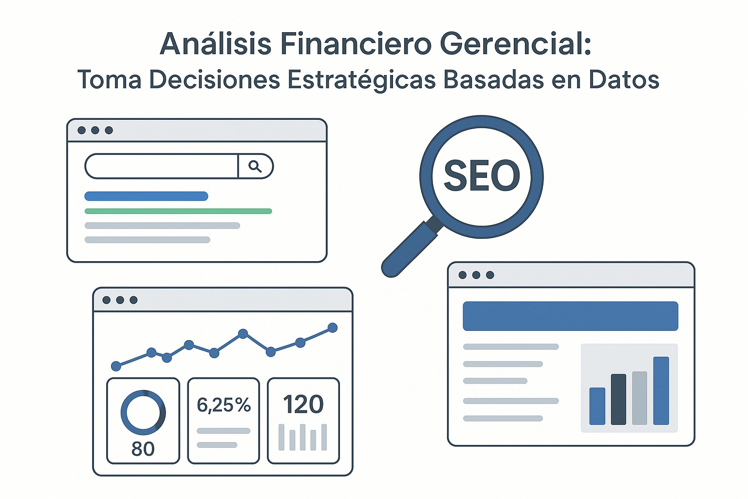 Gerentes analizando gráficos y datos financieros en una sala de reuniones