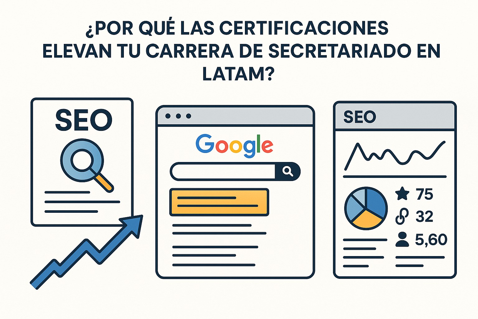 Una profesional administrativa latina sonriente trabajando en un escritorio moderno con múltiples pantallas, representando el éxito a través de certificaciones.