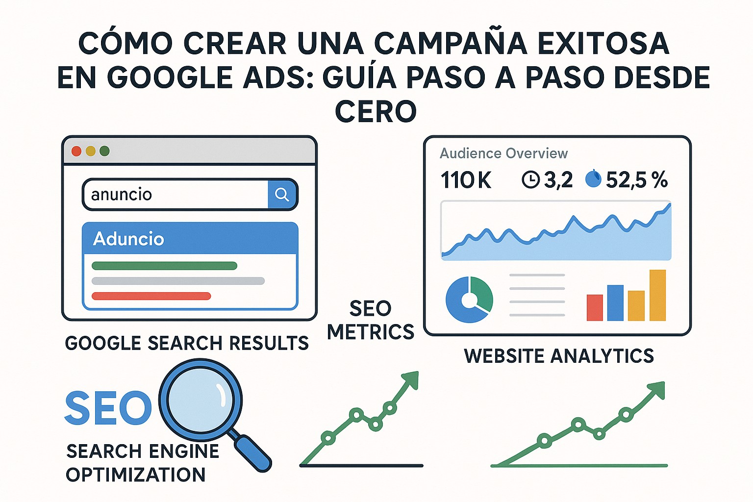 Diagrama sobre crear campana google ads exitosa