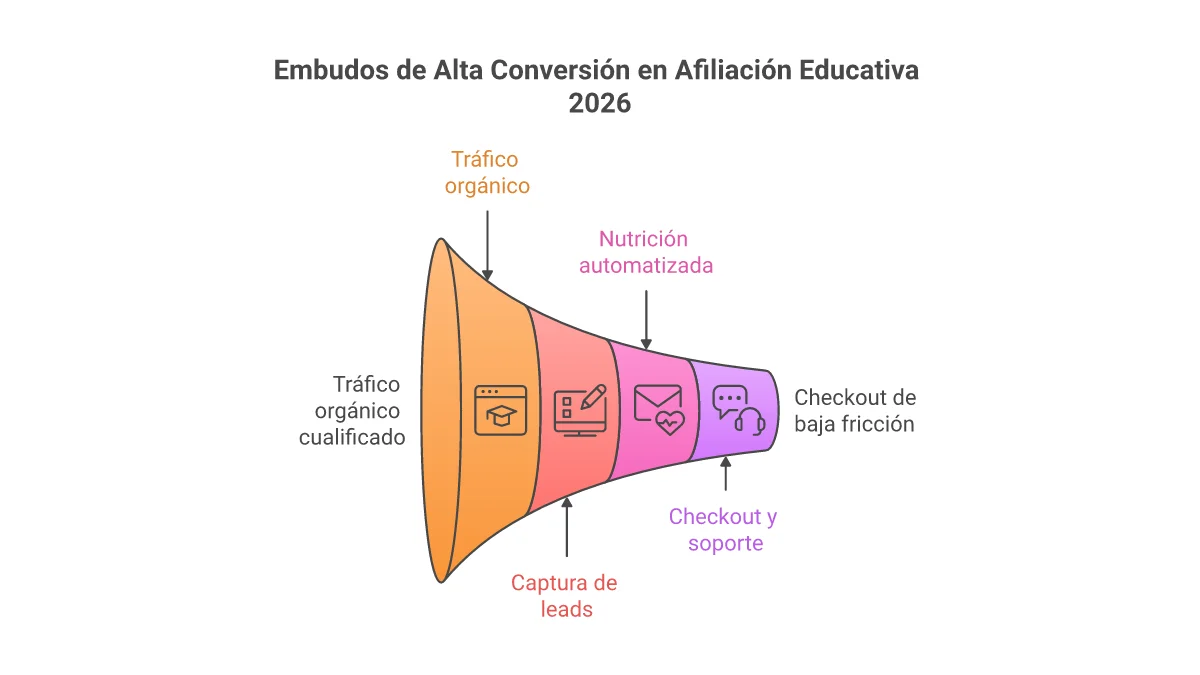 Infografía Embudos de Marketing de Afiliados para Educación Online 2026