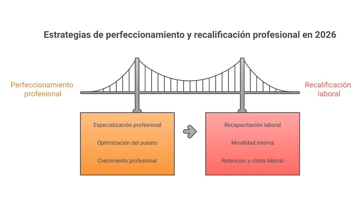 Infografía Estrategias de Upskilling y Reskilling Corporativo 2026