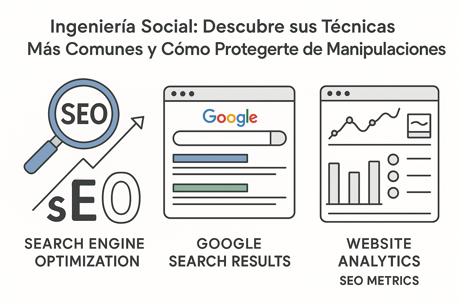 Persona siendo manipulada por técnicas de ingeniería social, con elementos de ciberseguridad y engaño