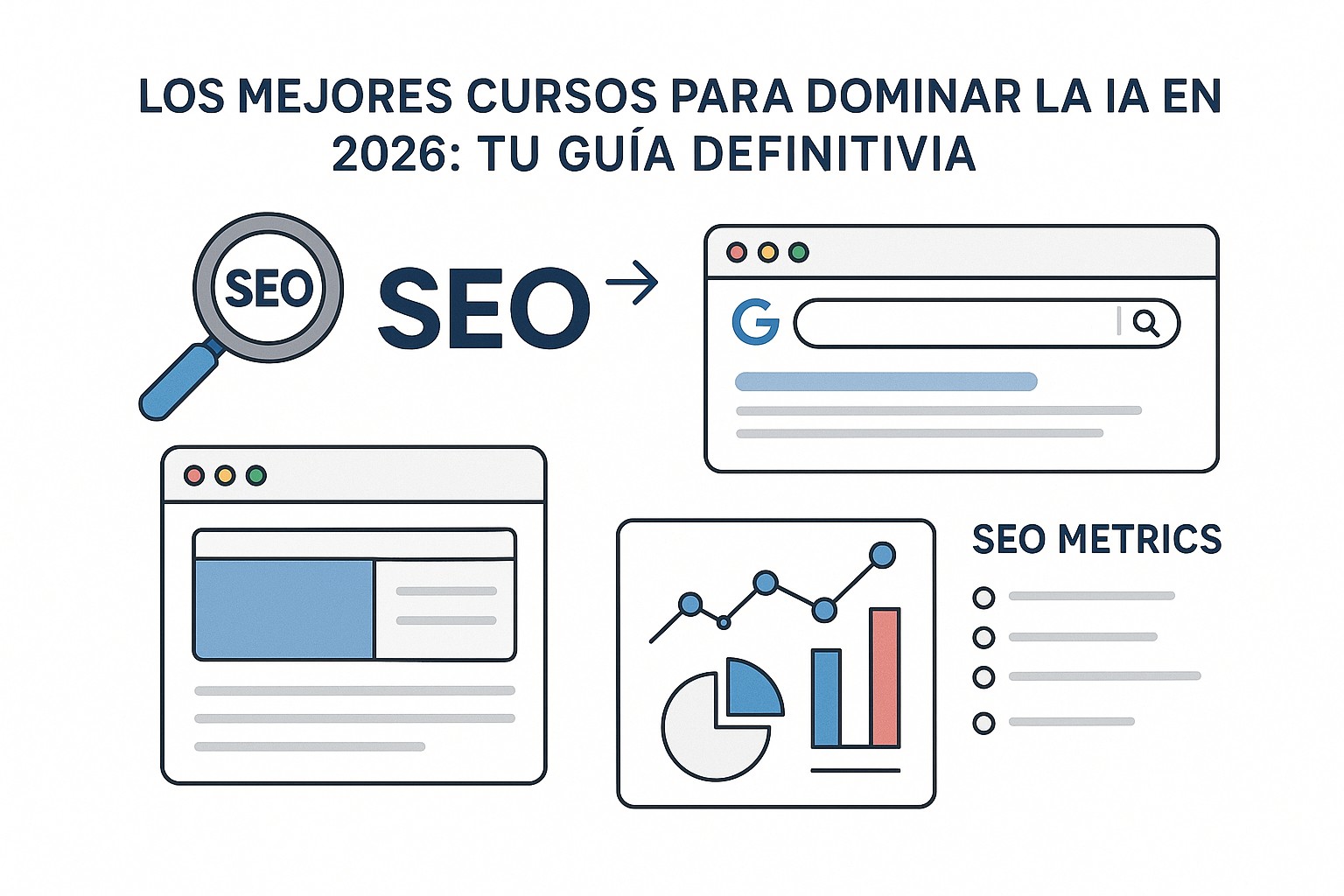 Ilustración sobre mejores cursos ia master 2026