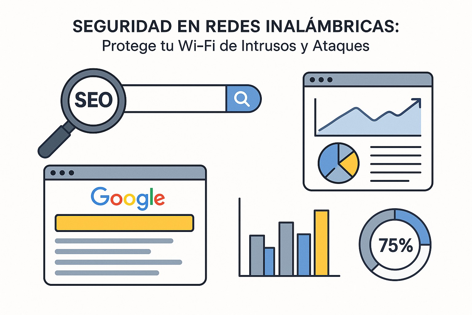 Ilustración comparando la seguridad de protocolos WPA2 y WPA3, mostrando una barrera más fuerte en WPA3