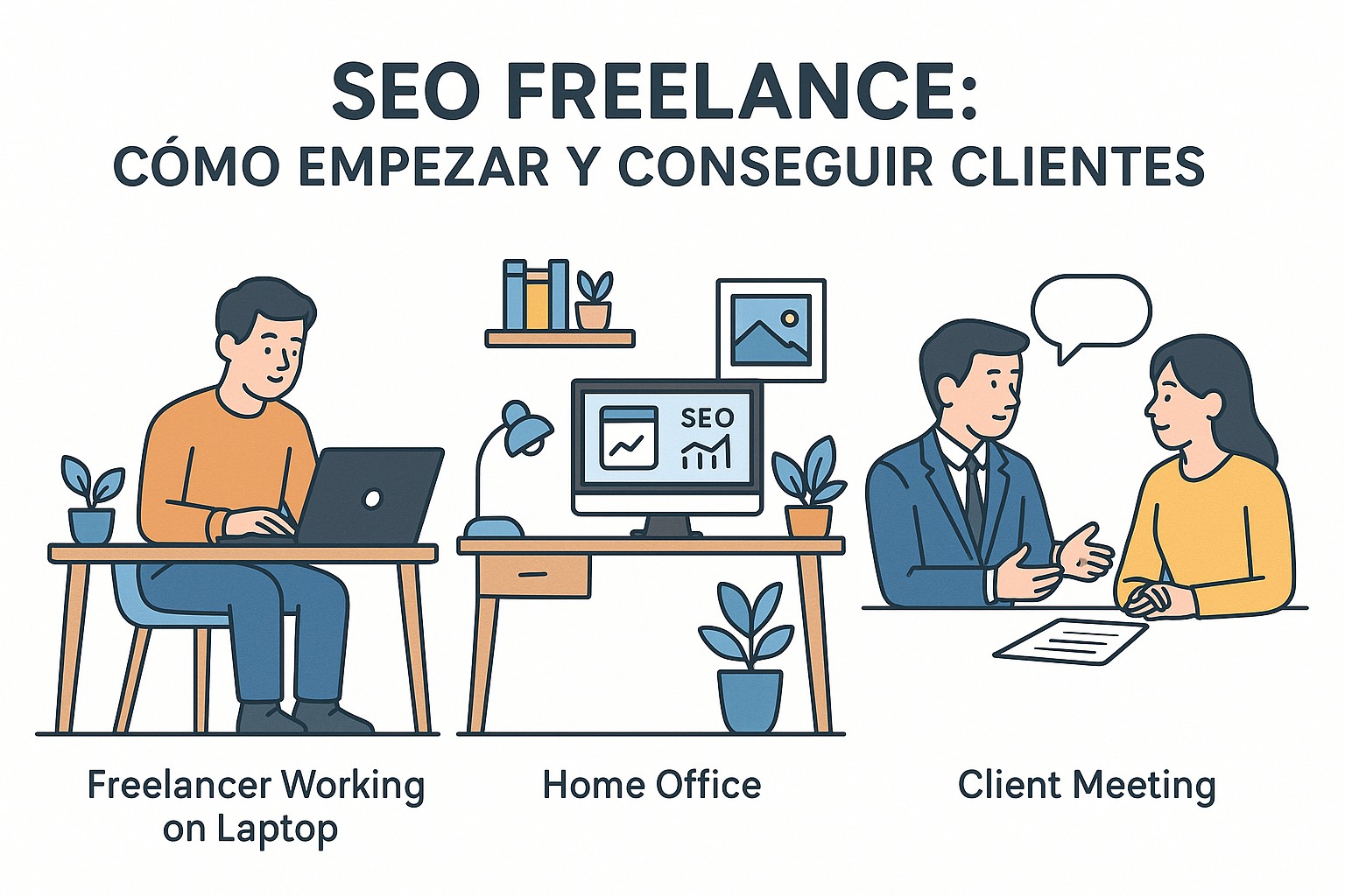 Ilustración sobre seo freelance como empezar