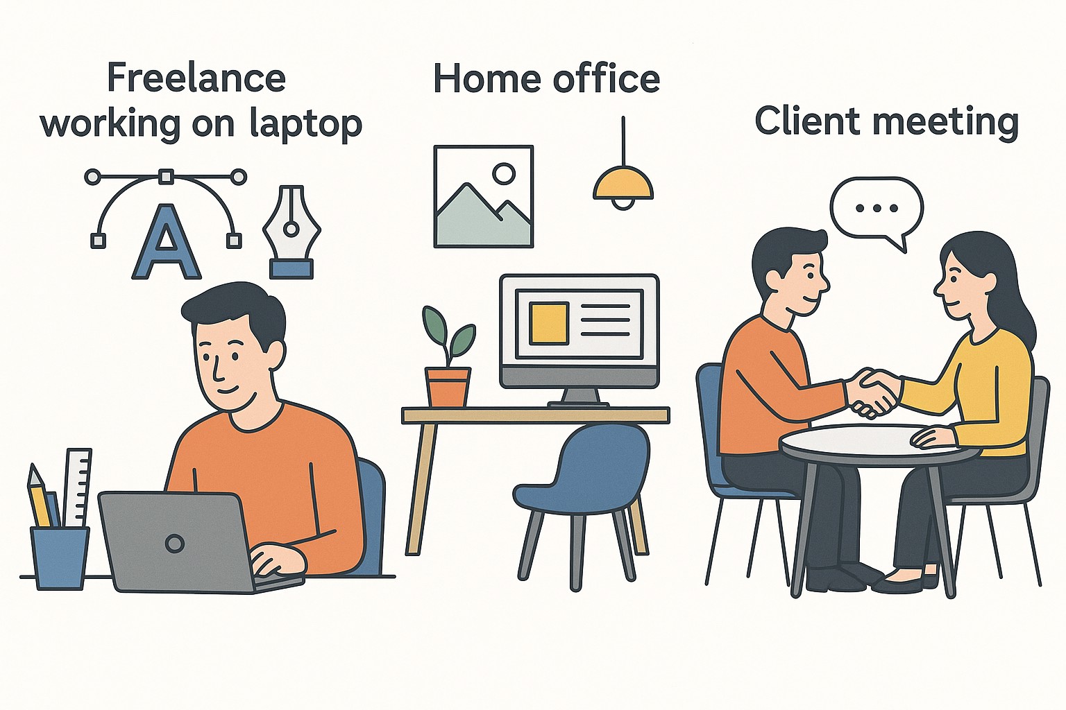 Ilustración sobre ser disenador grafico freelance