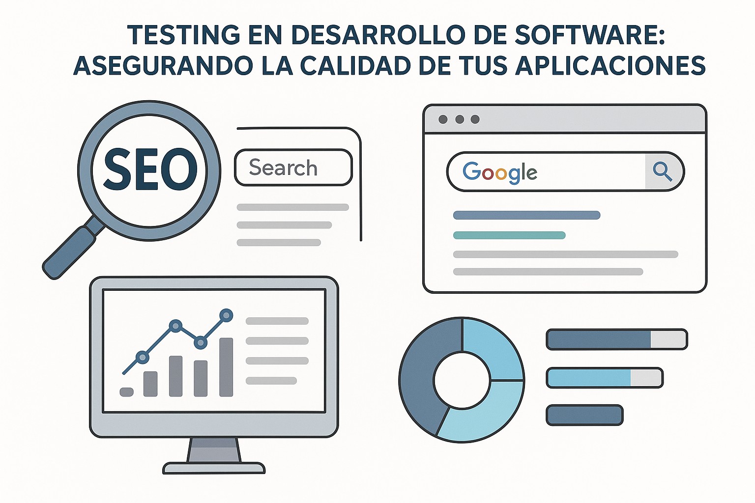 Ilustración sobre testing desarrollo software tipos estrategias