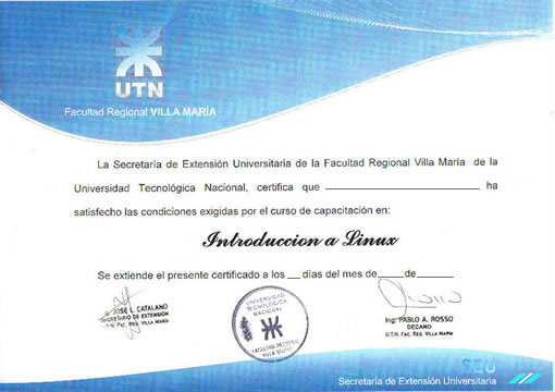 Certificado de Universidad Tecnologica Nacional - Instituto CBTech - Cursos a Distancia